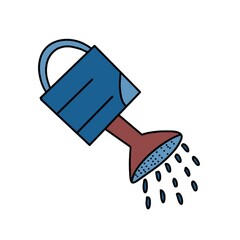 Watering Can and Potted Plant Flat Illustration