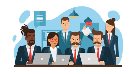 Diverse Business Team Collaboration: Illustration for Website or Brochure