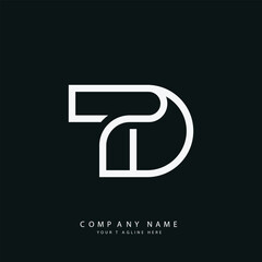 Letter Td or Dt line art unique geometric typography logo