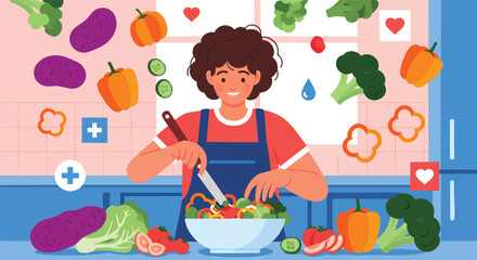 Healthy Eating Home Cooking Fresh Salad and Balanced Nutrition