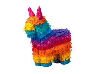 Colorful fringed donkey pinata festive multicolored, Isolated, Transparent Png