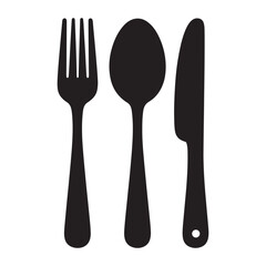 Elegant Cutlery Silhouette Vector Illustration for Menu Design Projects