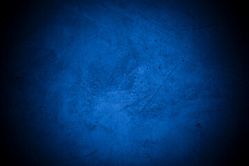 Old wall pattern texture cement blue dark abstract  blue color design are light with black gradient background.