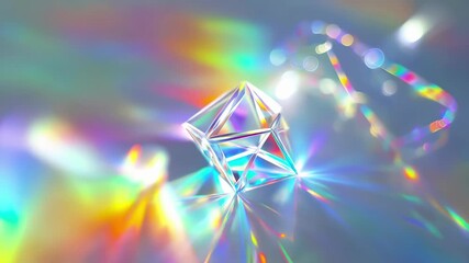 An abstract holographic background with a crystal prism refracting light into an iridescent rainbow. A vibrant and futuristic animation.  - Powered by Adobe