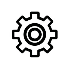 Gear icon with thick outline and central circle
