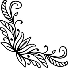 Hand Drawn Floral Corner Border Elements