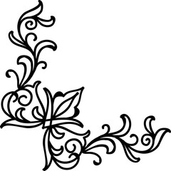 Hand Drawn Floral Corner Border Elements