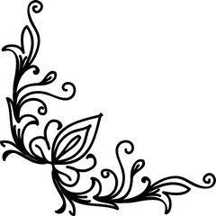 Hand Drawn Floral Corner Border Elements