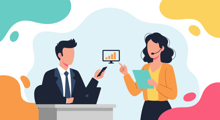 Business colleagues collaborating on project, ideal for website landing page or marketing brochure.