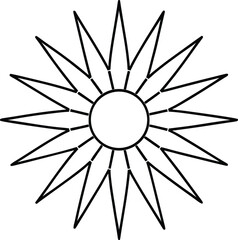 Obraz premium sun and rays mandala vector line art on transparent background