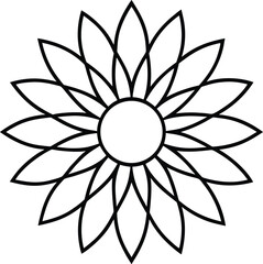 Naklejka premium sunflower mandala vector line art on transparent background