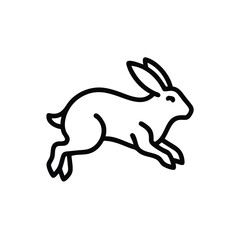 Line art icon a rabbit hopping forward on bunny hare