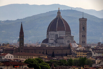 Cityscape of Firenze Leopolda district aerial view from panoramic wheel
