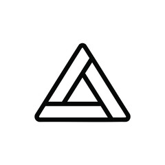 Geometric Triangle Design: Interlocking Black Lines on White Background.