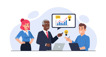 Diverse business team brainstorming ideas, perfect for websites and presentations.