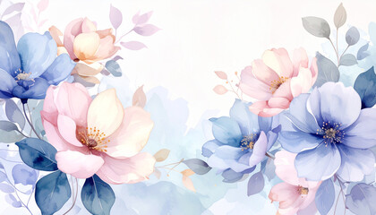 水彩風の花のイラスト背景_2
