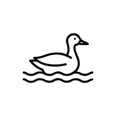 Minimalist line art duck floating on wavy water wave animal