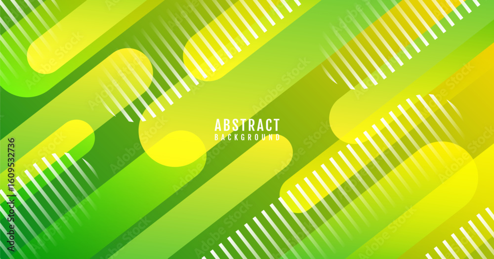 Poster green yellow abstract background overlap layer on bright space with rounded lines effect decoration.