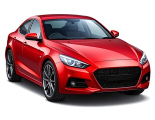 Red sedan, front view, studio shot