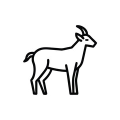 Minimalist line art icon a standing goat with horns beard animal