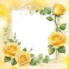 Elegant layout featuring beautiful yellow roses in a watercolor style, perfect for celebrations like birthdays, weddings, and holidays Generative AI