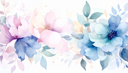 水彩風の花のイラスト背景_3