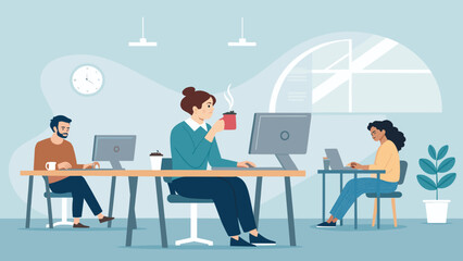 Modern Coworkers in a Bright Office, Ideal for Landing Pages and Company Brochures