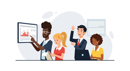 Diverse business team collaborating on project, perfect for presentations or website banners.