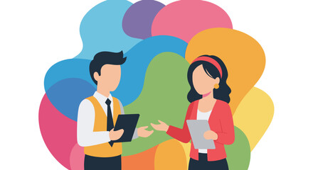 Business colleagues collaborating, ideal for presentations or websites.