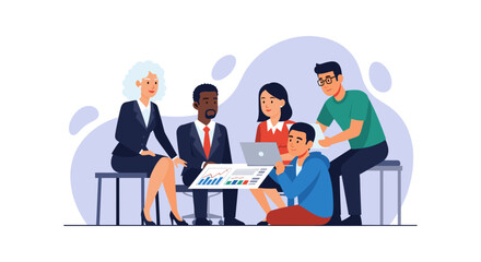 Diverse business team collaborating on project, perfect for website banners or presentations.