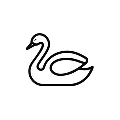 Minimalist outline a swan with a curved neck body bird animal