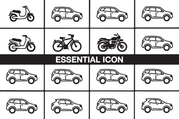 Vehicle icons collection transportation icons automotive