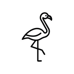 Minimalist outline icon a flamingo standing on one leg bird animal 1