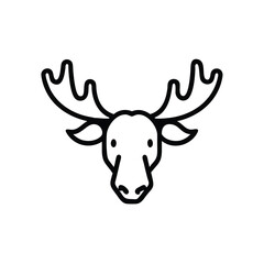 Minimalist outline icon a moose head with large antlers animal wildlife