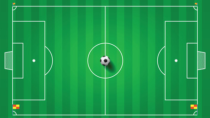 Obraz premium Simple Football Field or Soccer Field With White Lines Vector