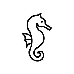 Minimalist outline seahorse side view graphic icon animal