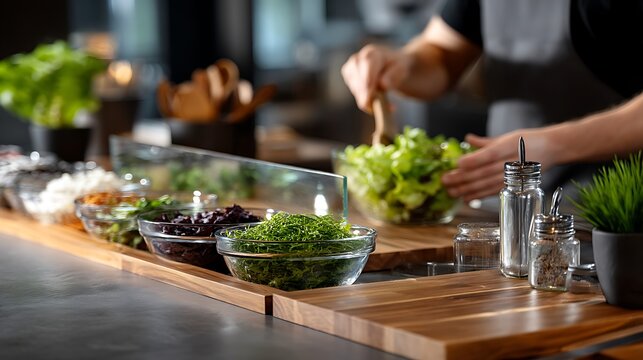 Fast casual eatery experience colorful countertop salad bar urban setting culinary delight inviting atmosphere