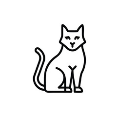 Outline a sitting cat with a curled tail on a feline animal