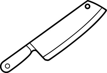 Santoku Knife Outline Icon. Cooking Blade Line Art Graphic.