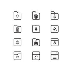 Minimal Line Folder and File Action Icons – Vector UI Set