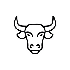 Outline icon a yak head with horns nostrils animal