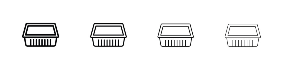 Aluminum foil food container icon illustration sign collection. vector symbol or logo.