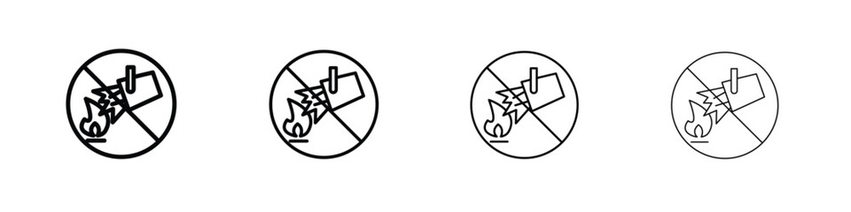 Do not extinguish with water signs illustration sign collection. vector symbol or logo.