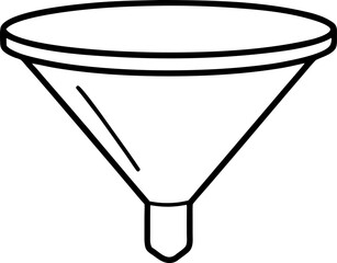 Kitchen Funnel Line Art Vector. Liquid Transfer Tool Outline.
