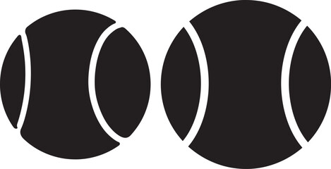 Two tennis balls side by side silhouette
