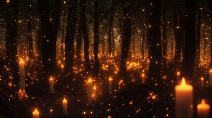 Whimsical fantasy forest setting with a luminous atmosphere