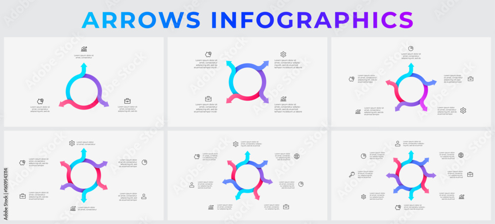 Sticker creative circular arrow layouts suitable for illustrating processes or workflows. attractive gradien