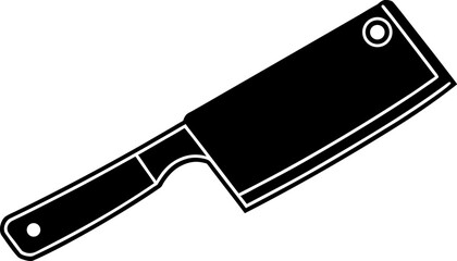 Butcher Cleaver Glyph. Heavy Knife Silhouette Symbol.