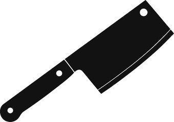 Butcher Knife Icon. Black and White Cleaver Silhouette.