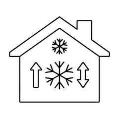 Cool Climate Building Design House with Snowflake Symbolizing Energy Efficiency and Winter Weather